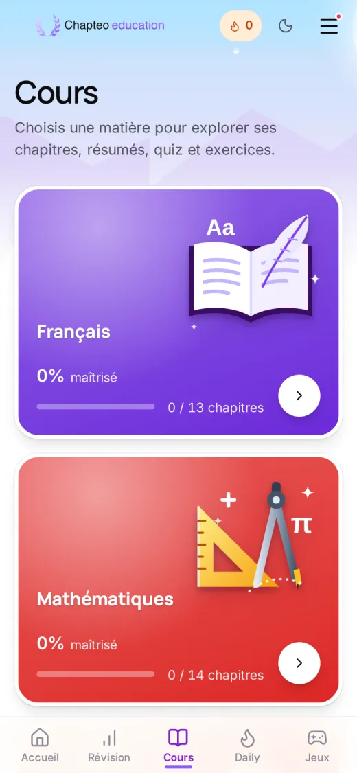 Capture de Chapteo : cours